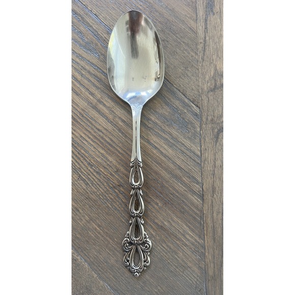 (3) Oneida MICHELANGELO Stainless Heirloom Cube Teaspoons (1) serving spoon - Picture 3 of 5